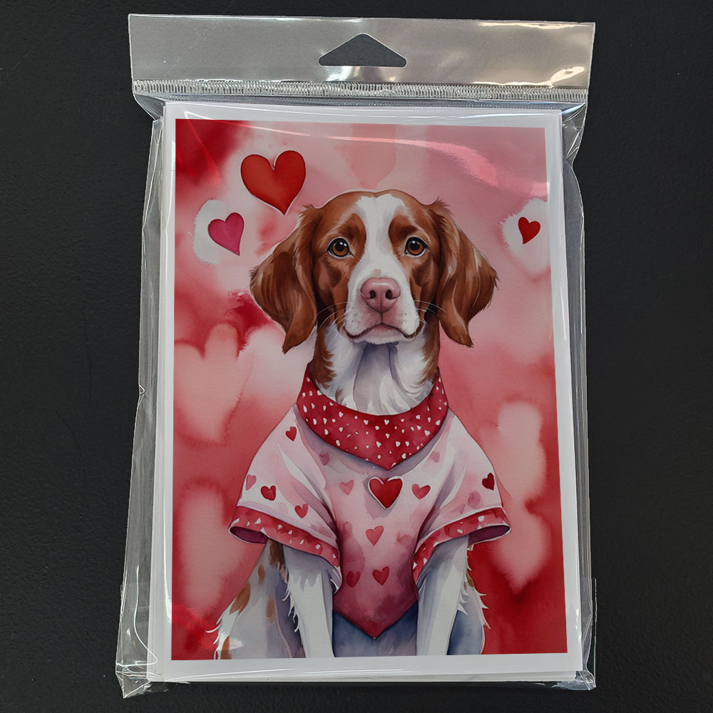 Brittany Spaniel My Valentine Greeting Cards Pack of 8 Blank Cards with Envelopes Whimsical A7 Size 5x7