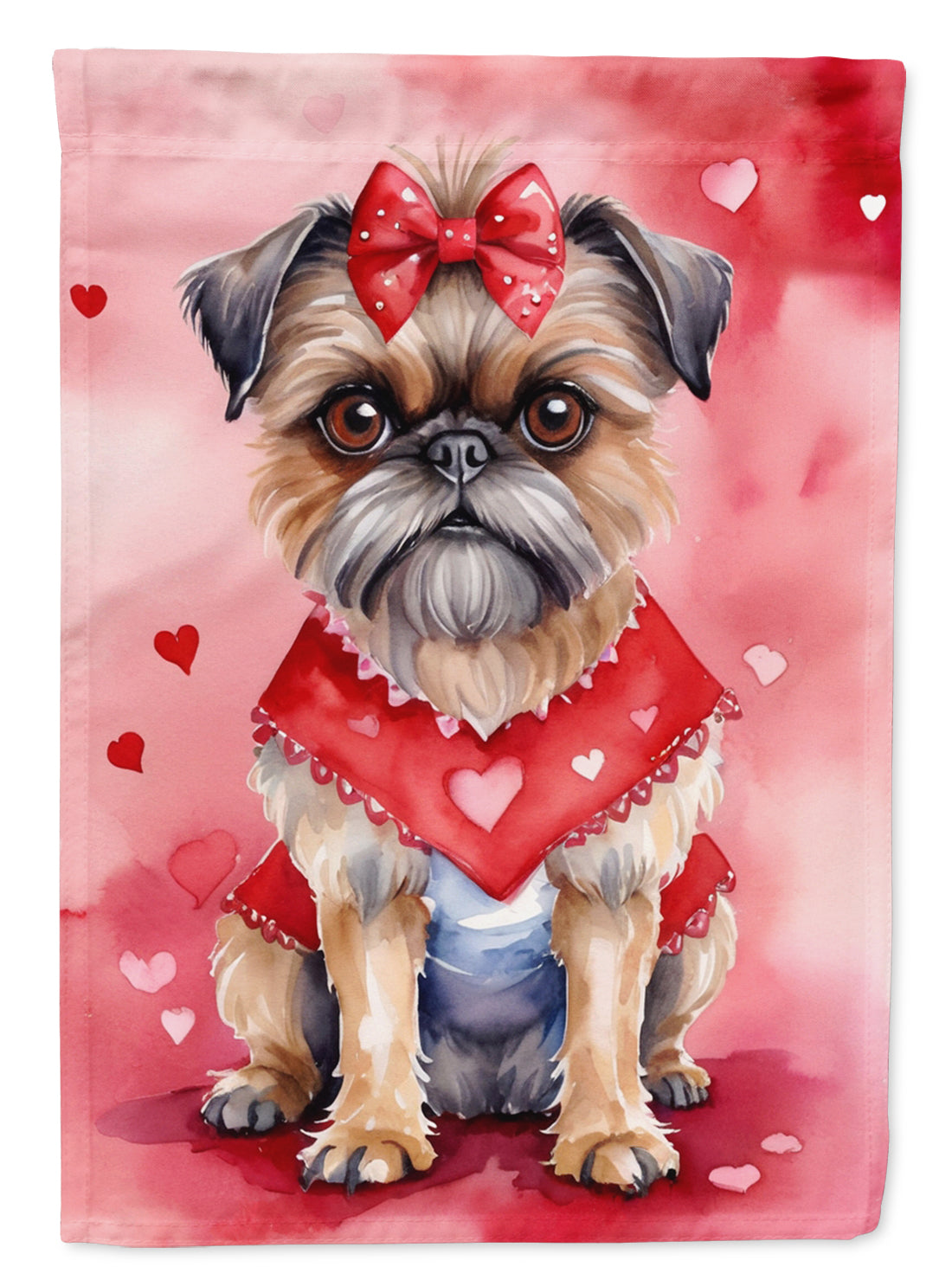 Brussels Griffon My Valentine House Flag 28x40 Porch Sleeve Pole Decorative Outside Yard Banner Artwork Wall Hanging, Polyester