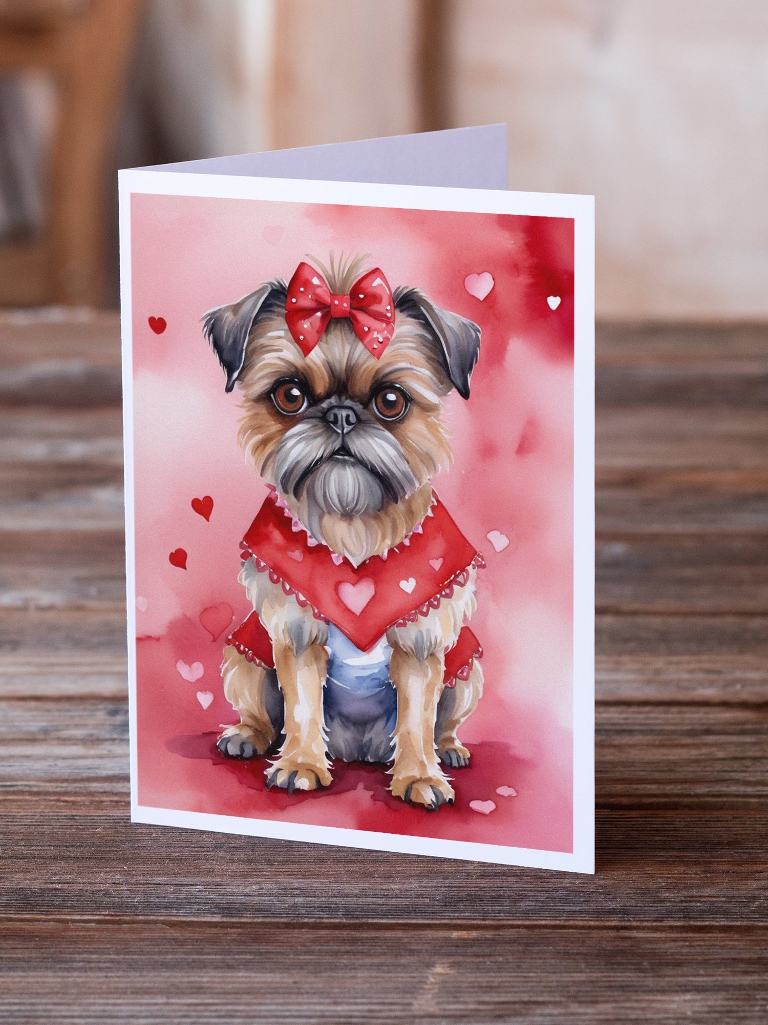 Brussels Griffon My Valentine Greeting Cards Pack of 8 Blank Cards with Envelopes Whimsical A7 Size 5x7