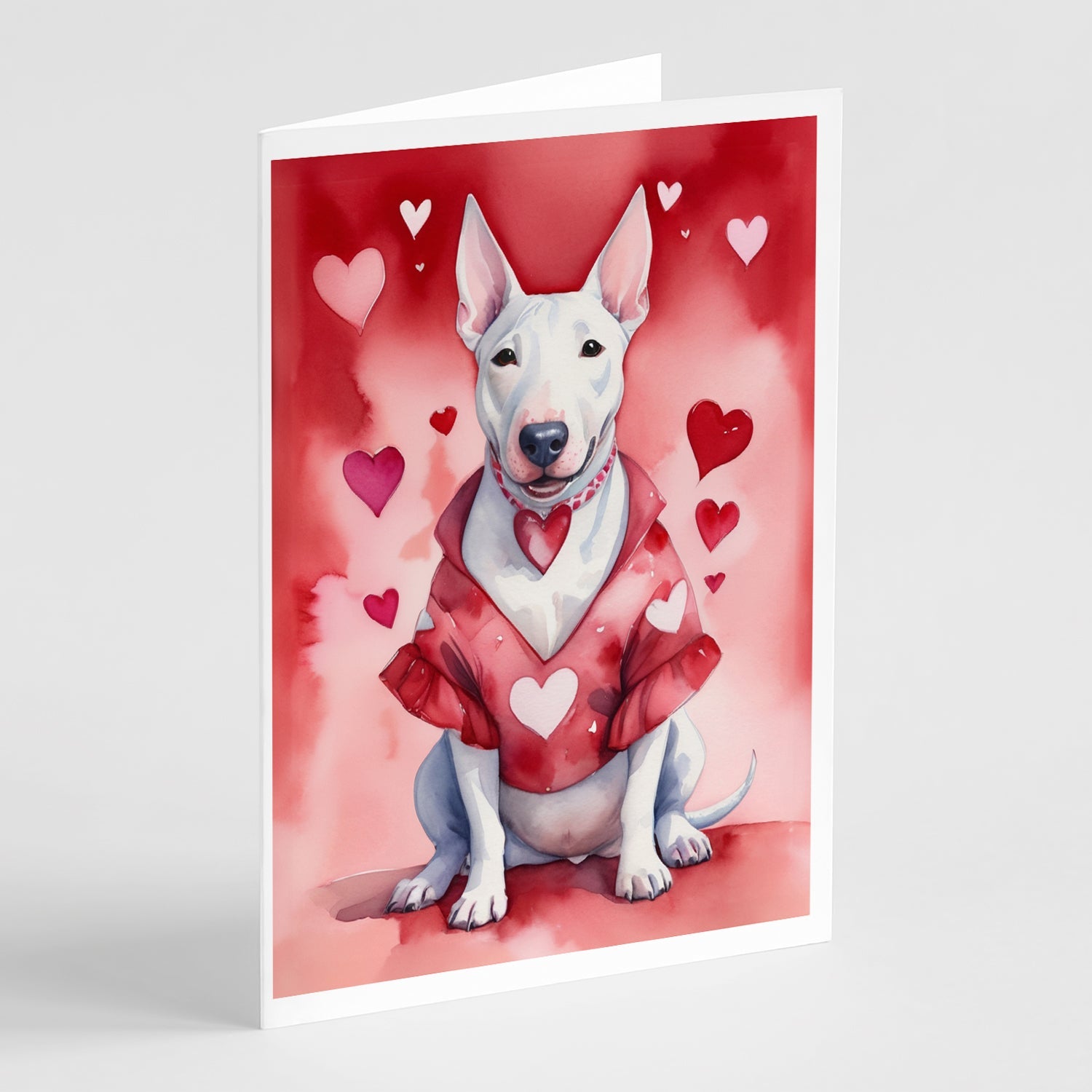 Bull Terrier My Valentine Greeting Cards Pack of 8 Blank Cards with Envelopes Whimsical A7 Size 5x7