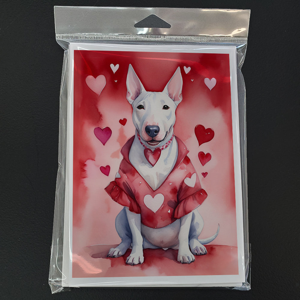 Bull Terrier My Valentine Greeting Cards Pack of 8 Blank Cards with Envelopes Whimsical A7 Size 5x7