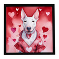 Bull Terrier My Valentine Framed Metal Print Bathroom, Kitchen, Office, Home Decor Wall Art Ready to Hang, Square, 8X8