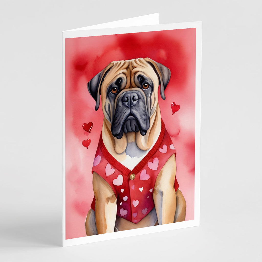 Bullmastiff My Valentine Greeting Cards Pack of 8 Blank Cards with Envelopes Whimsical A7 Size 5x7