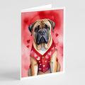 Bullmastiff My Valentine Greeting Cards Pack of 8 Blank Cards with Envelopes Whimsical A7 Size 5x7
