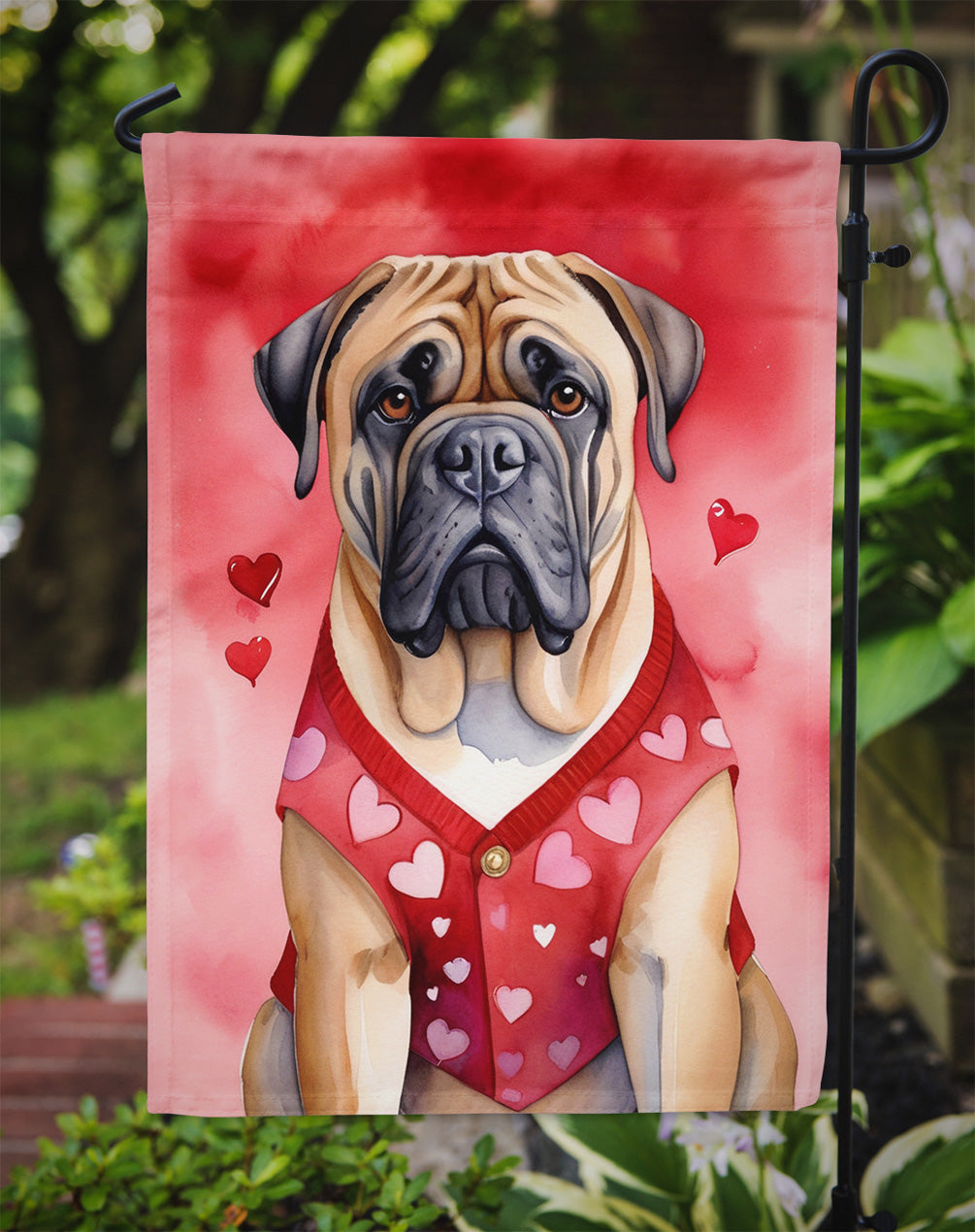 Bullmastiff My Valentine Garden Flag Mailbox Decorative Yard Banner Outside Patio Artwork for Flower Beds, Garden Size, Multicolor