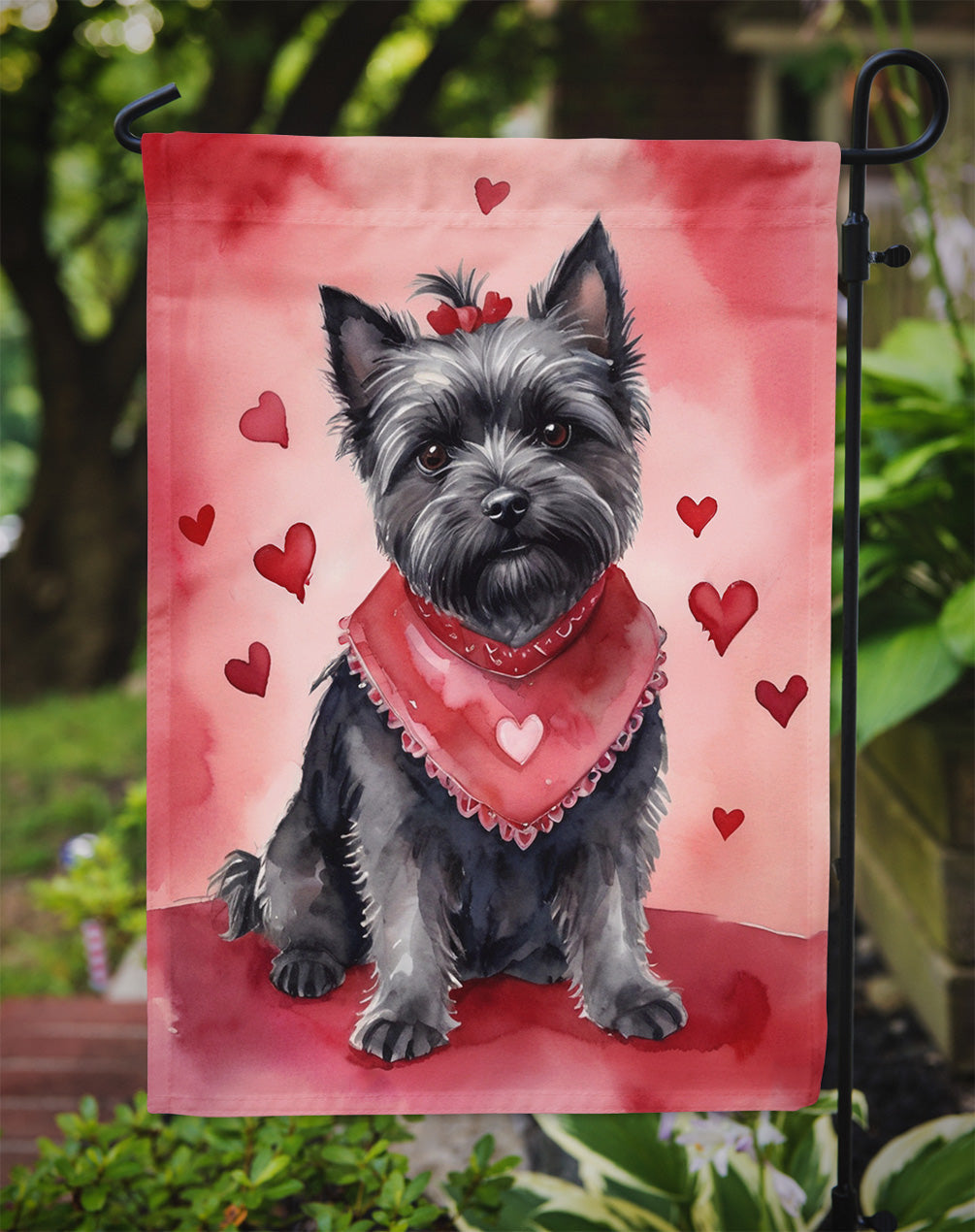 Cairn Terrier My Valentine Garden Flag Mailbox Decorative Yard Banner Outside Patio Artwork for Flower Beds, Garden Size, Multicolor
