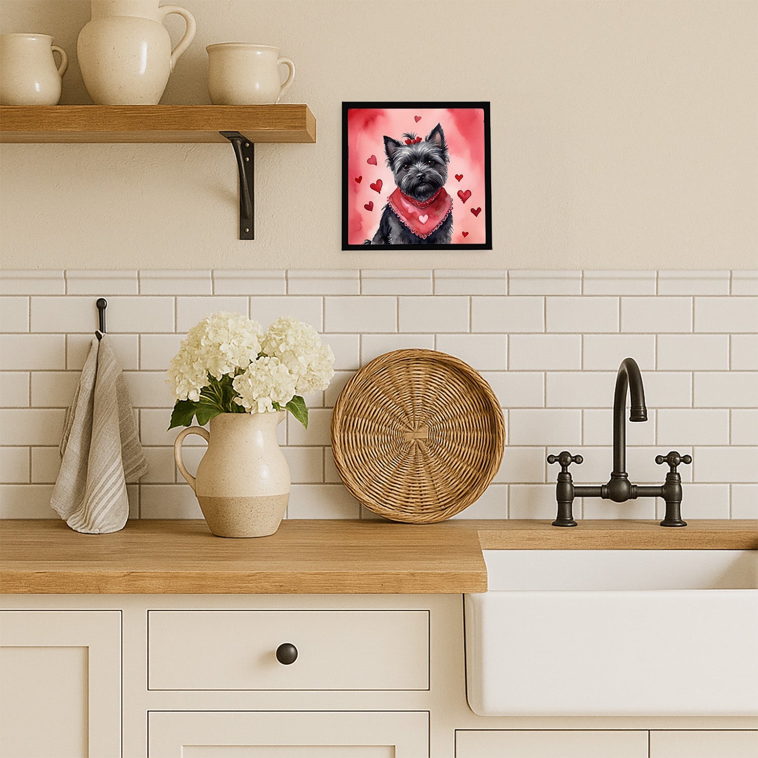 Cairn Terrier My Valentine Framed Metal Print Bathroom, Kitchen, Office, Home Decor Wall Art Ready to Hang, Square, 8X8