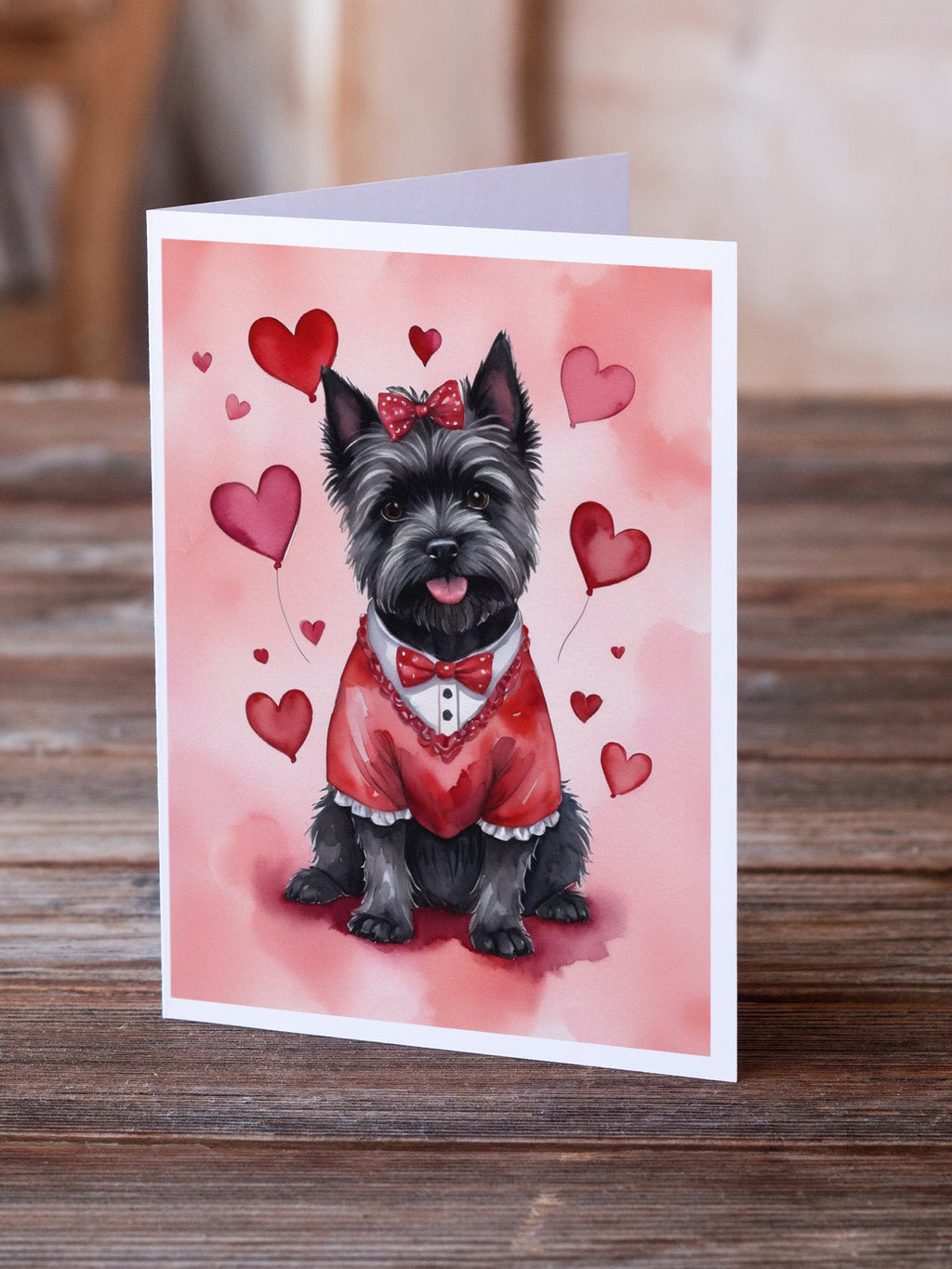 Cairn Terrier My Valentine Greeting Cards Pack of 8 Blank Cards with Envelopes Whimsical A7 Size 5x7