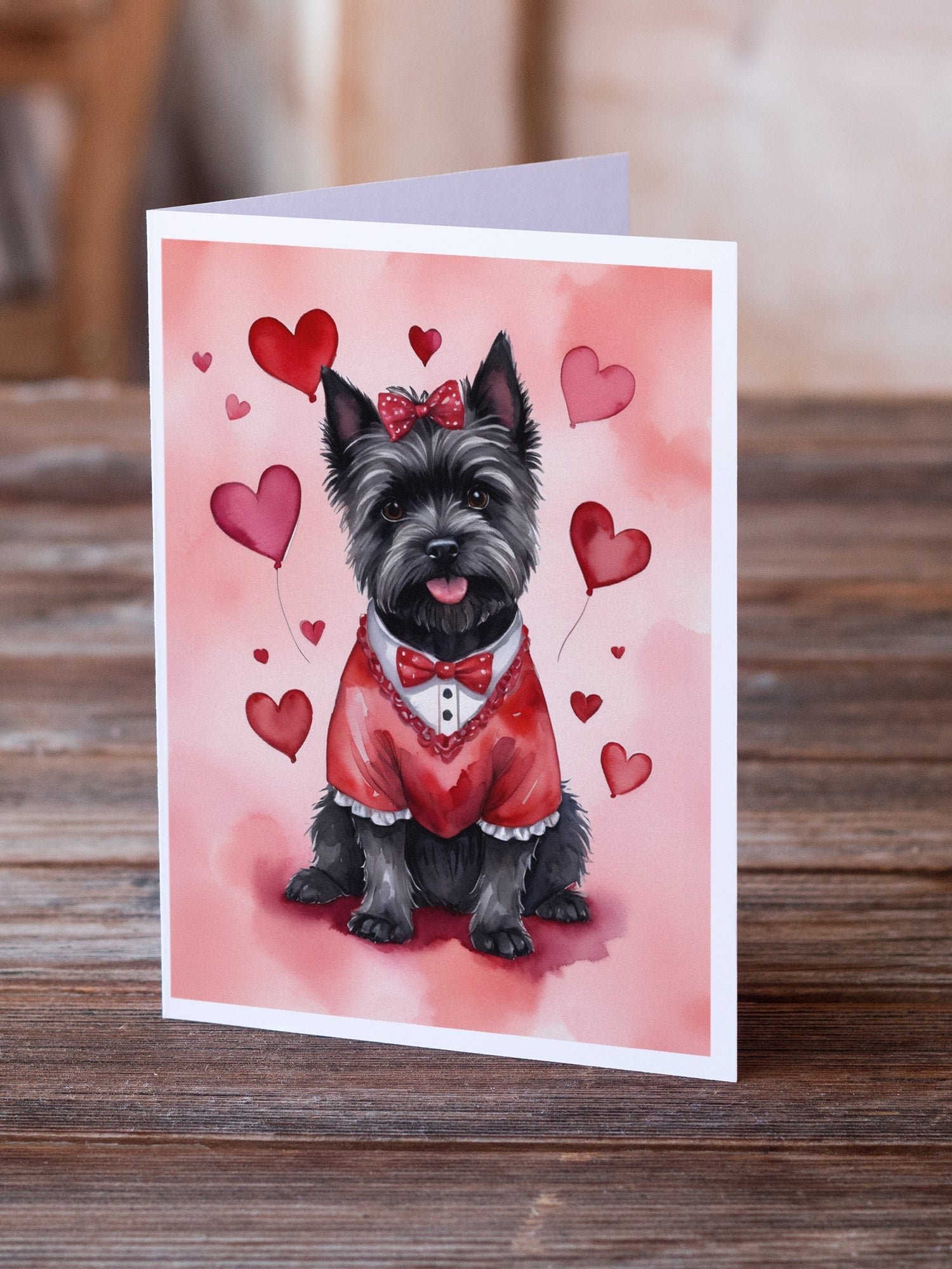 Cairn Terrier My Valentine Greeting Cards Pack of 8 Blank Cards with Envelopes Whimsical A7 Size 5x7