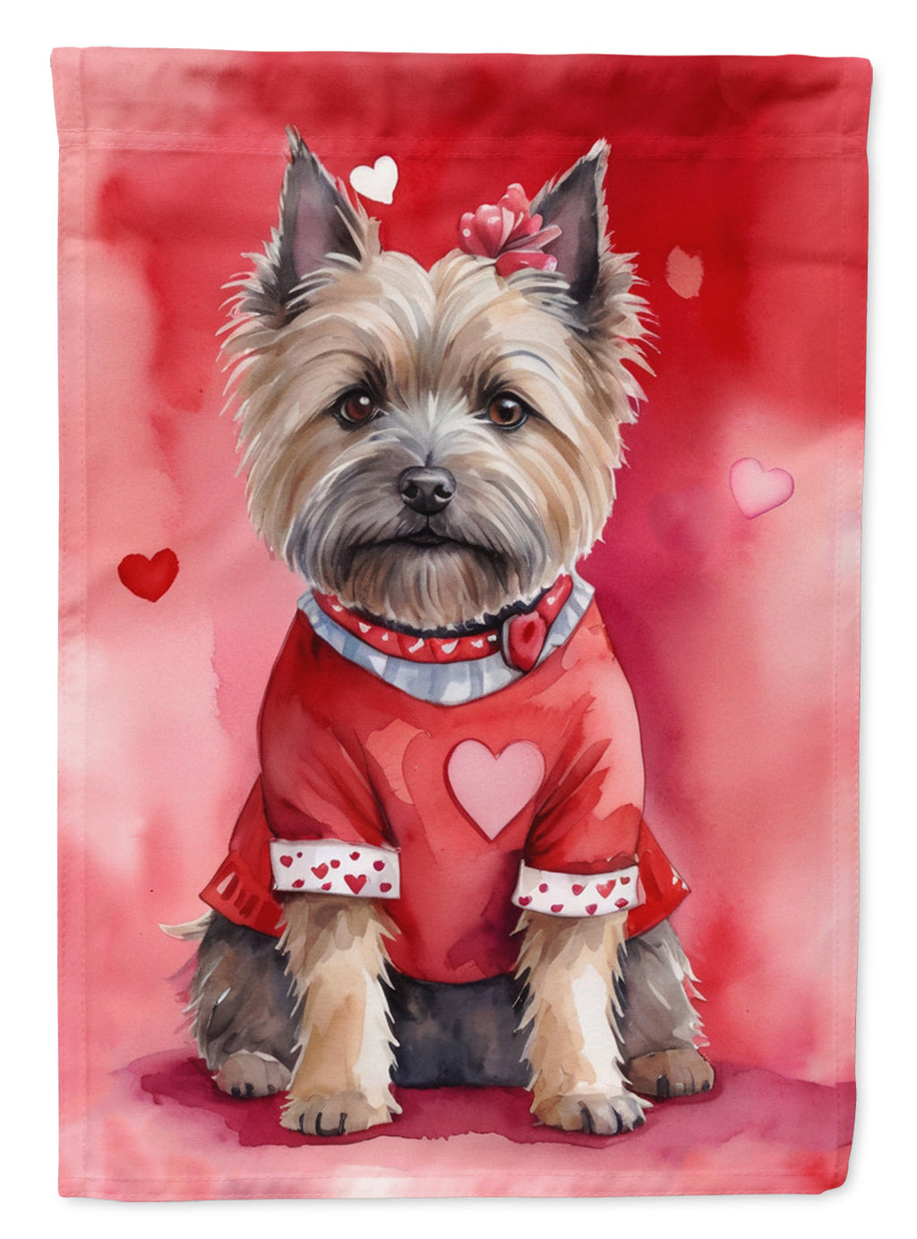 Cairn Terrier My Valentine House Flag 28x40 Porch Sleeve Pole Decorative Outside Yard Banner Artwork Wall Hanging, Polyester