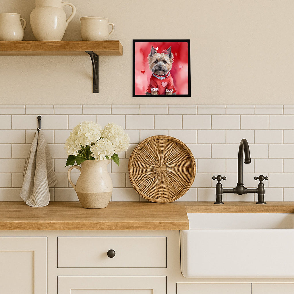 Cairn Terrier My Valentine Framed Metal Print Bathroom, Kitchen, Office, Home Decor Wall Art Ready to Hang, Square, 8X8