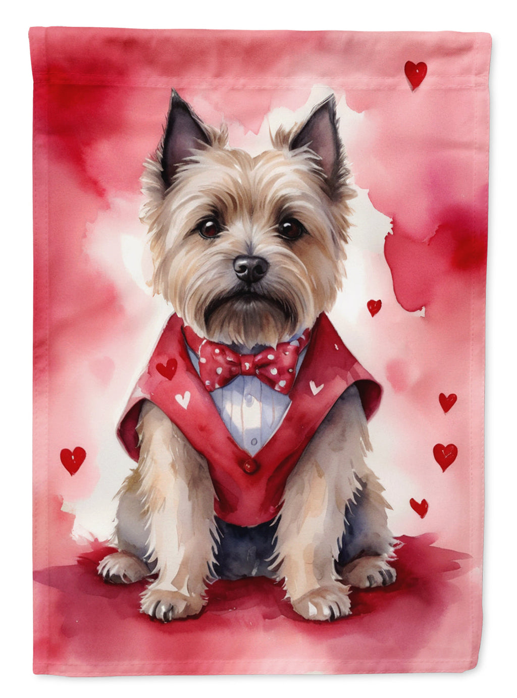 Cairn Terrier My Valentine House Flag 28x40 Porch Sleeve Pole Decorative Outside Yard Banner Artwork Wall Hanging, Polyester