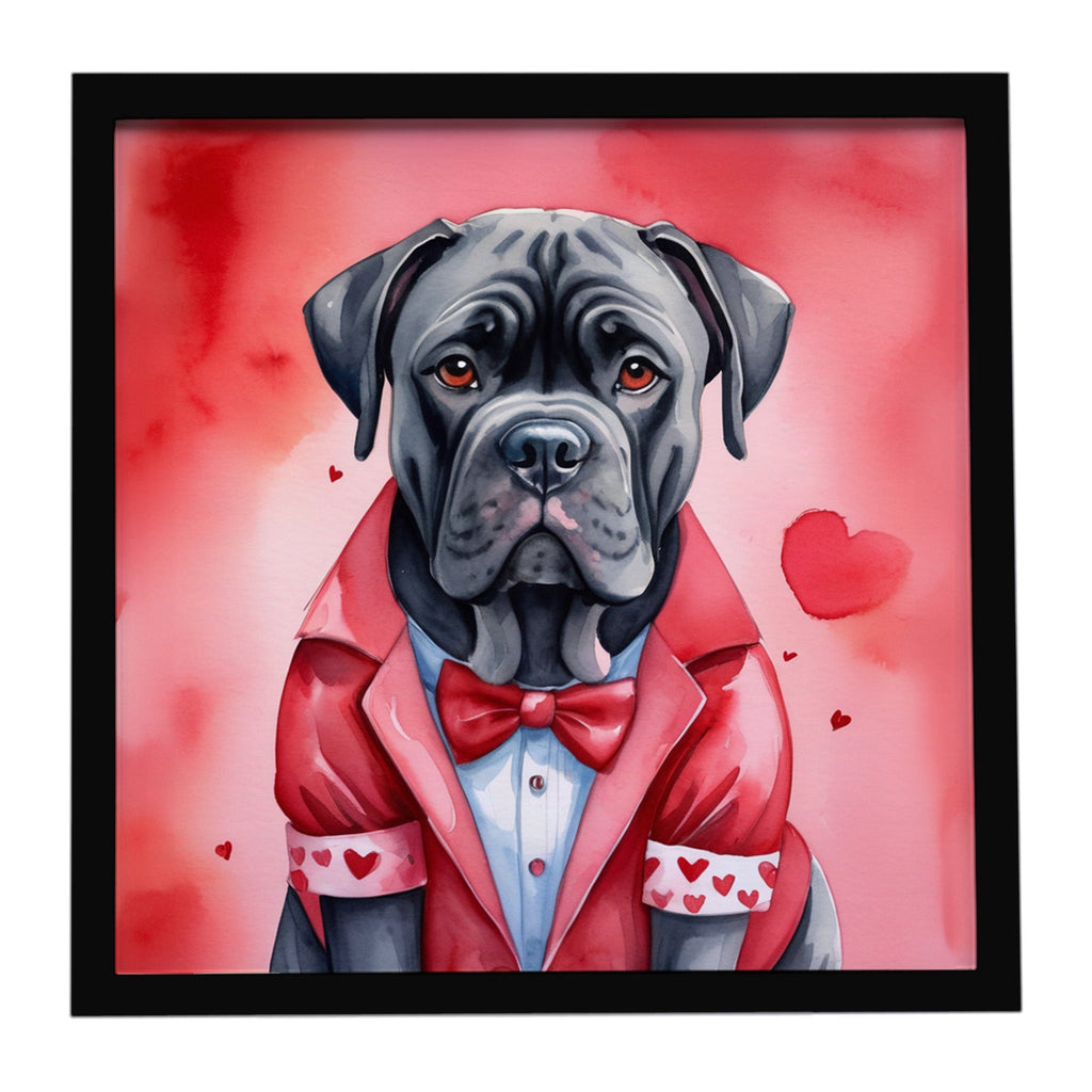 Cane Corso My Valentine Framed Metal Print Bathroom, Kitchen, Office, Home Decor Wall Art Ready to Hang, Square, 8X8