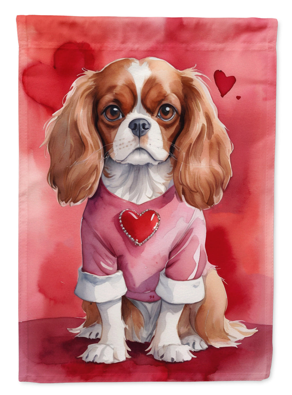 Cavalier Spaniel My Valentine House Flag 28x40 Porch Sleeve Pole Decorative Outside Yard Banner Artwork Wall Hanging, Polyester
