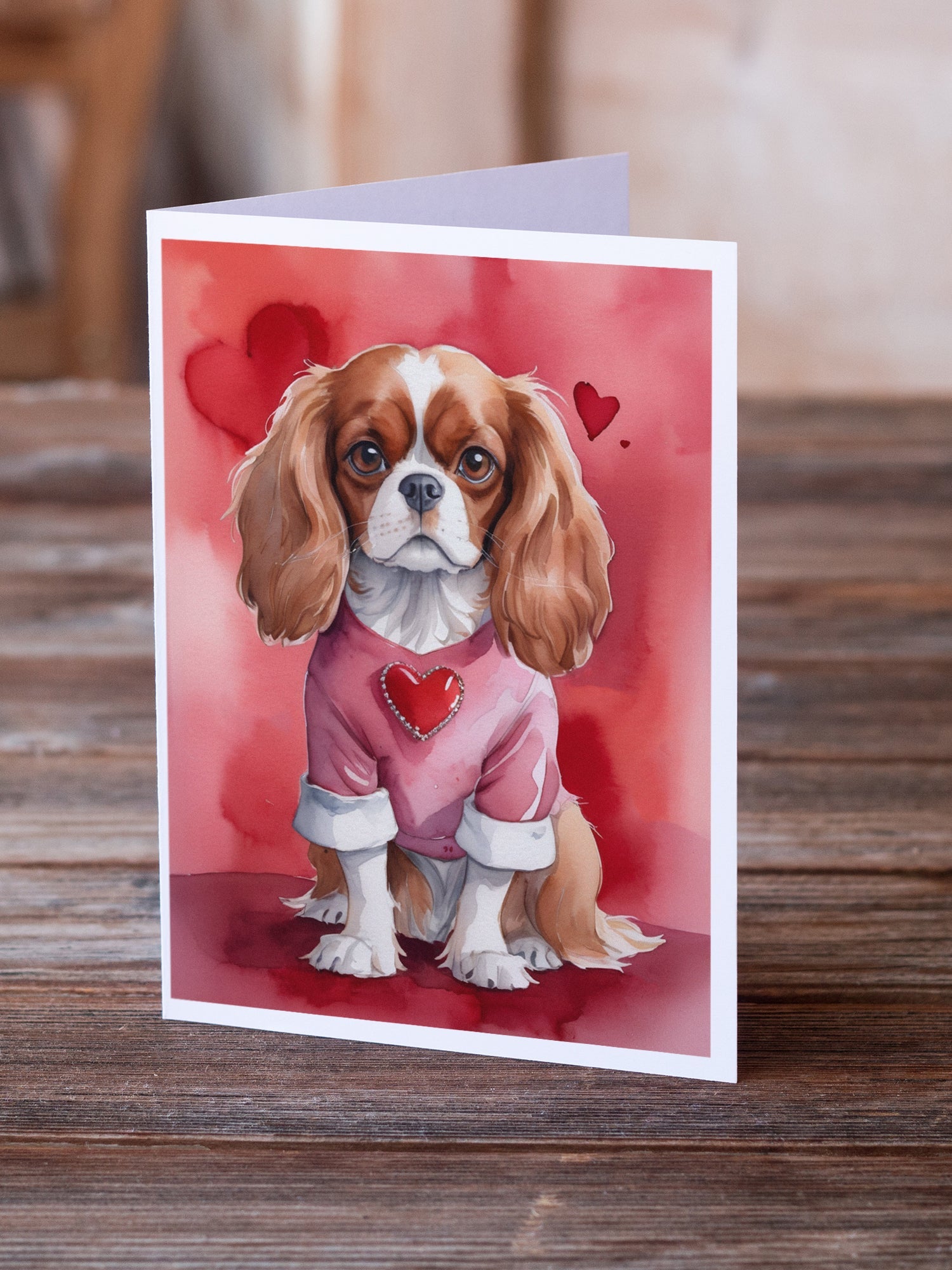 Cavalier Spaniel My Valentine Greeting Cards Pack of 8 Blank Cards with Envelopes Whimsical A7 Size 5x7