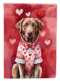 Chesapeake Bay Retriever My Valentine House Flag 28x40 Porch Sleeve Pole Decorative Outside Yard Banner Artwork Wall Hanging, Polyester