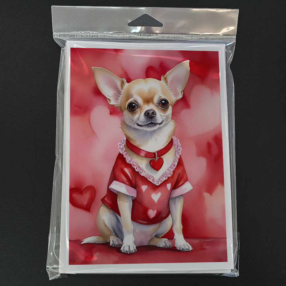 Chihuahua My Valentine Greeting Cards Pack of 8 Blank Cards with Envelopes Whimsical A7 Size 5x7