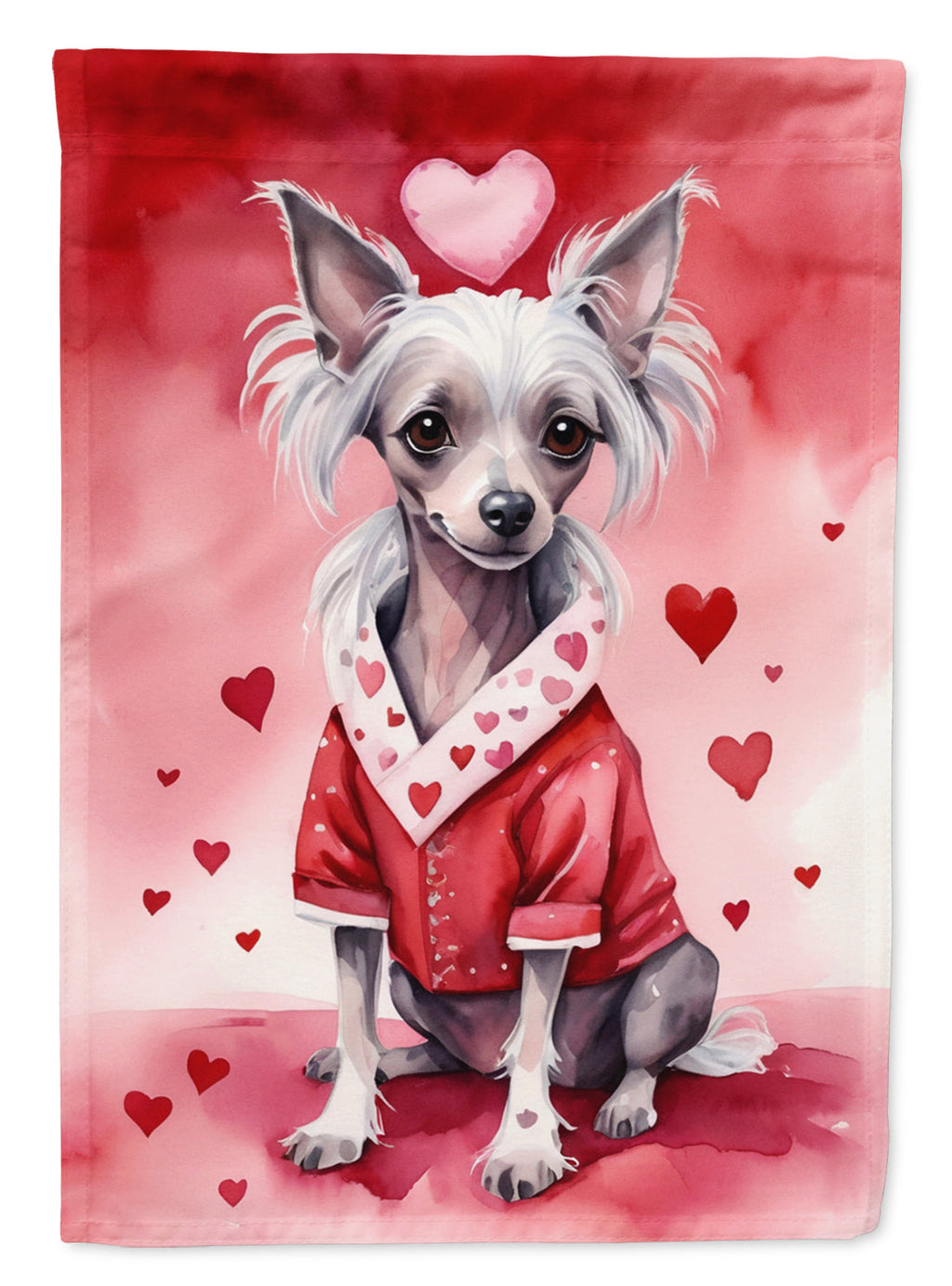 Chinese Crested My Valentine Garden Flag Mailbox Decorative Yard Banner Outside Patio Artwork for Flower Beds, Garden Size, Multicolor