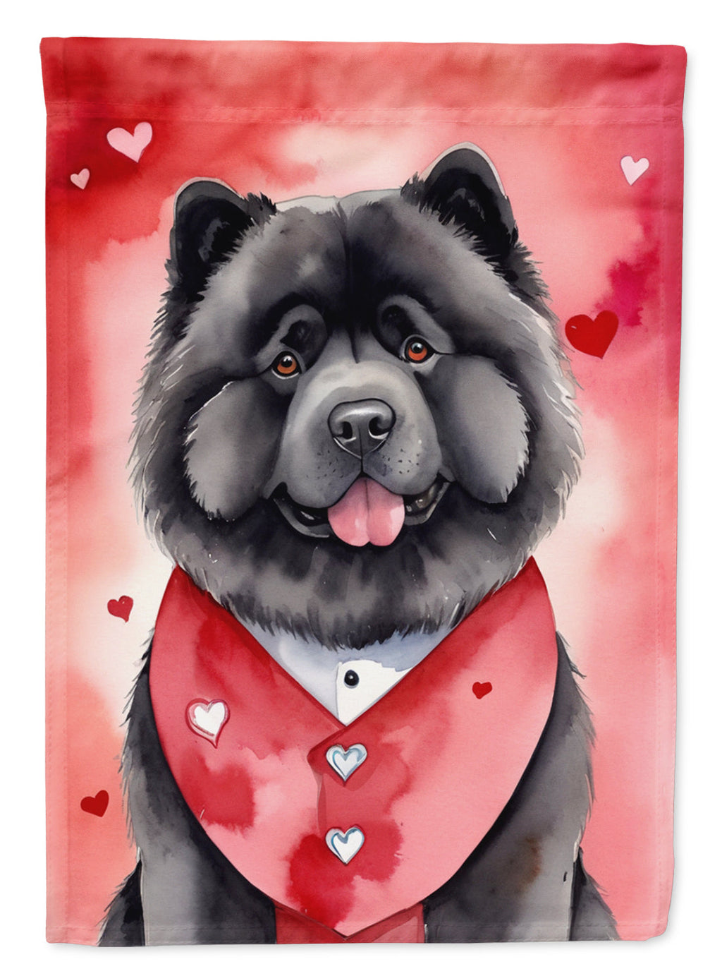 Chow Chow My Valentine House Flag 28x40 Porch Sleeve Pole Decorative Outside Yard Banner Artwork Wall Hanging, Polyester