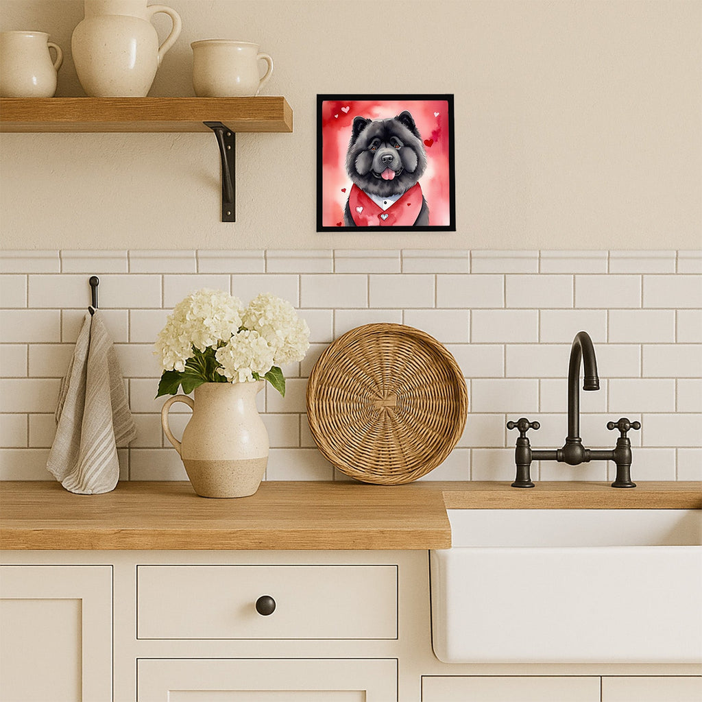 Chow Chow My Valentine Framed Metal Print Bathroom, Kitchen, Office, Home Decor Wall Art Ready to Hang, Square, 8X8