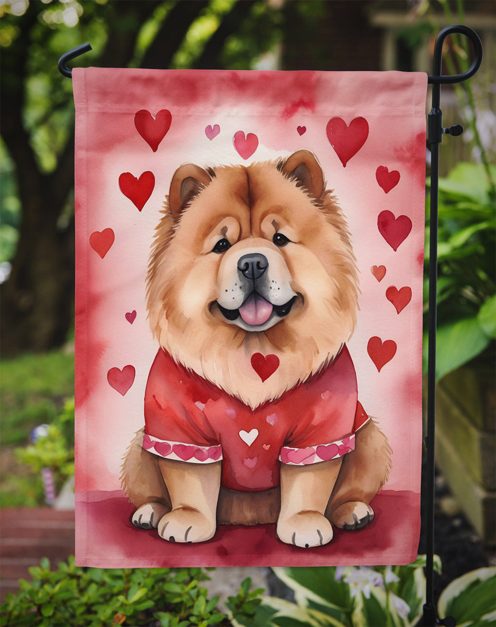 Chow Chow My Valentine Garden Flag Mailbox Decorative Yard Banner Outside Patio Artwork for Flower Beds, Garden Size, Multicolor