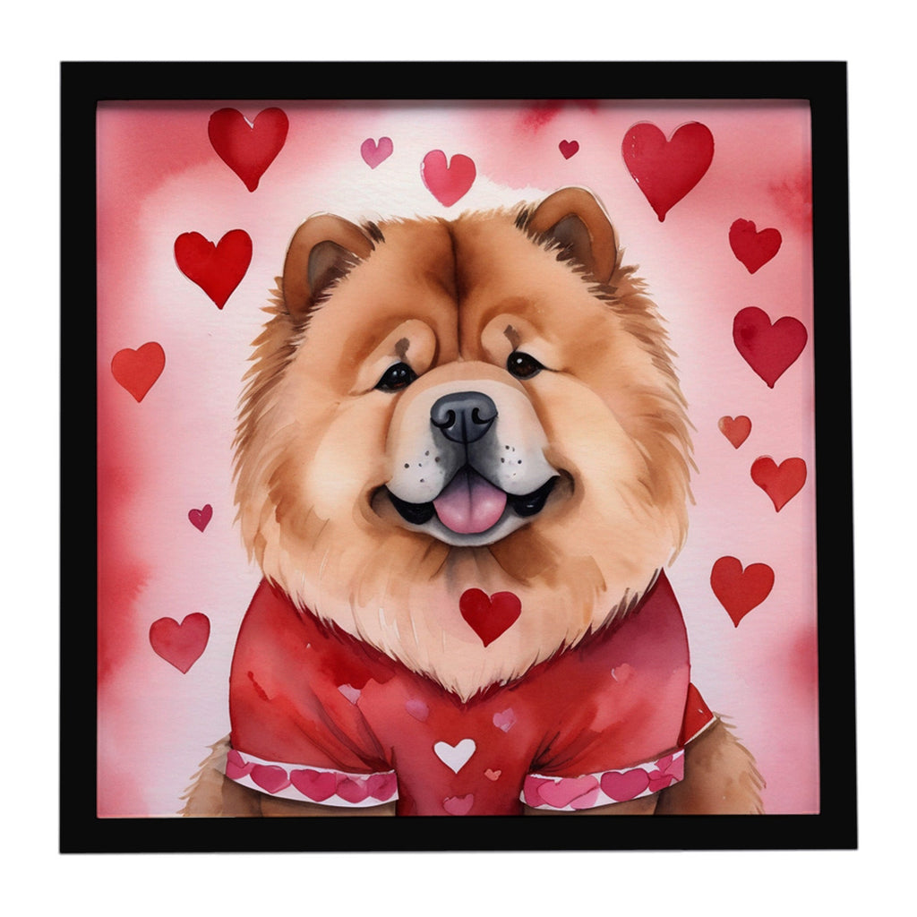 Chow Chow My Valentine Framed Metal Print Bathroom, Kitchen, Office, Home Decor Wall Art Ready to Hang, Square, 8X8