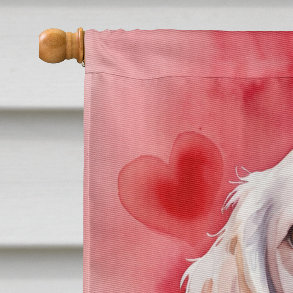 Clumber Spaniel My Valentine House Flag 28x40 Porch Sleeve Pole Decorative Outside Yard Banner Artwork Wall Hanging, Polyester