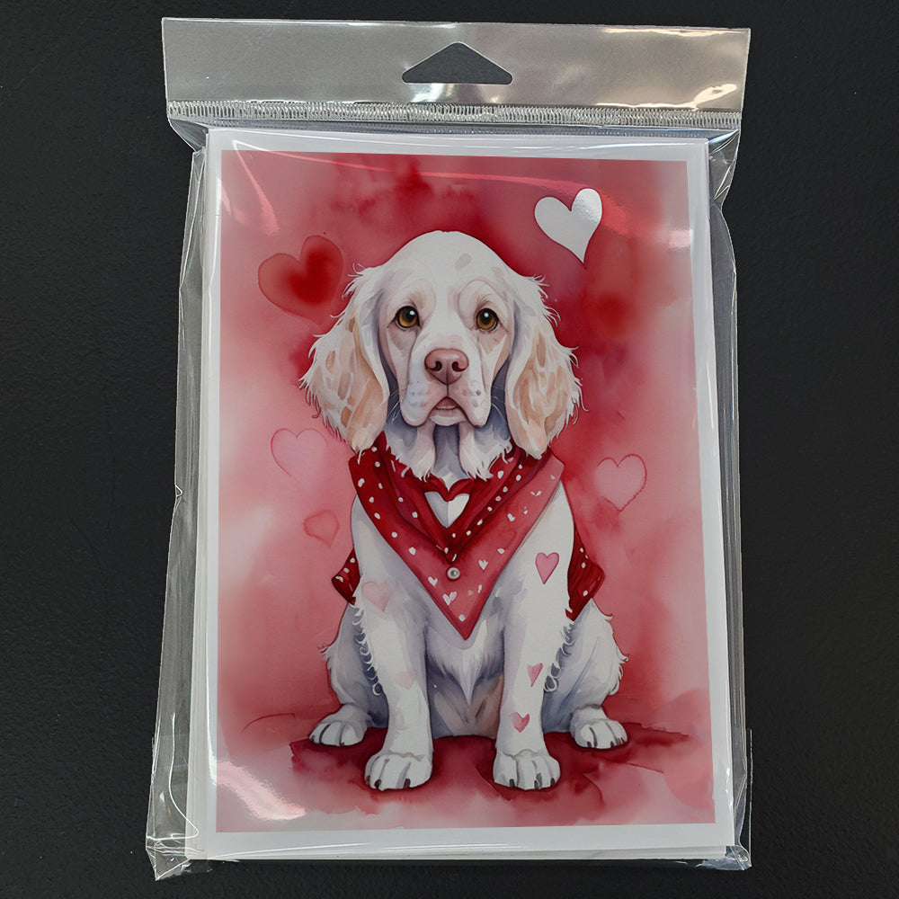 Clumber Spaniel My Valentine Greeting Cards Pack of 8 Blank Cards with Envelopes Whimsical A7 Size 5x7