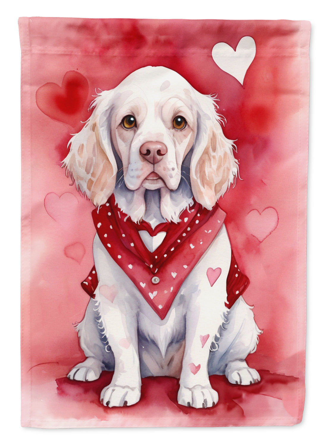 Clumber Spaniel My Valentine Garden Flag Mailbox Decorative Yard Banner Outside Patio Artwork for Flower Beds, Garden Size, Multicolor