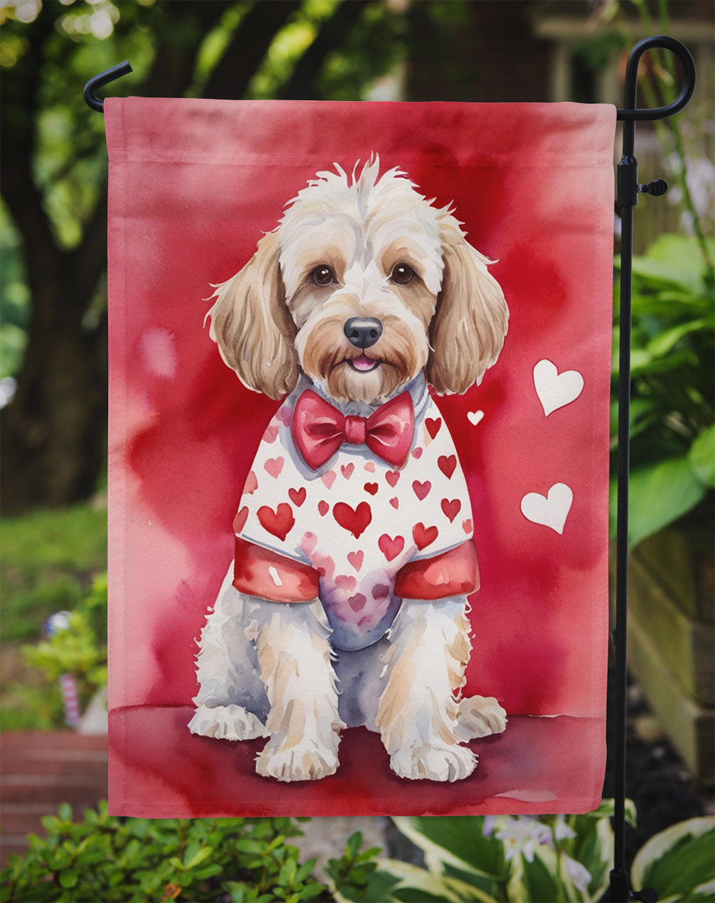 Cockapoo My Valentine Garden Flag Mailbox Decorative Yard Banner Outside Patio Artwork for Flower Beds, Garden Size, Multicolor