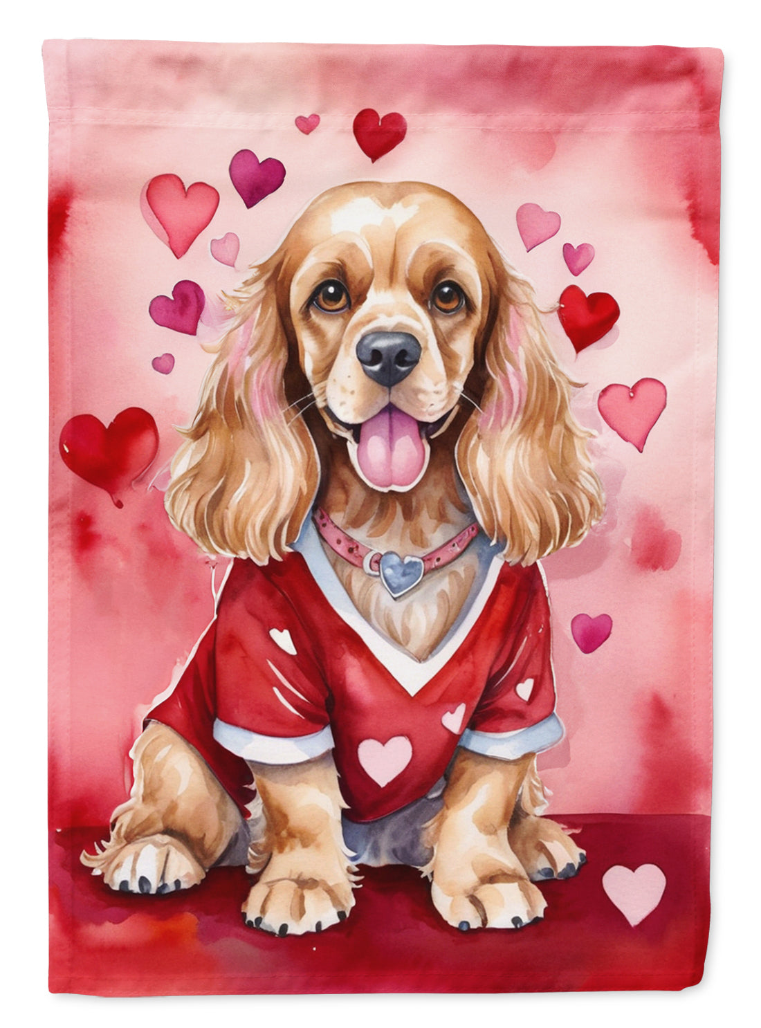 Cocker Spaniel My Valentine House Flag 28x40 Porch Sleeve Pole Decorative Outside Yard Banner Artwork Wall Hanging, Polyester