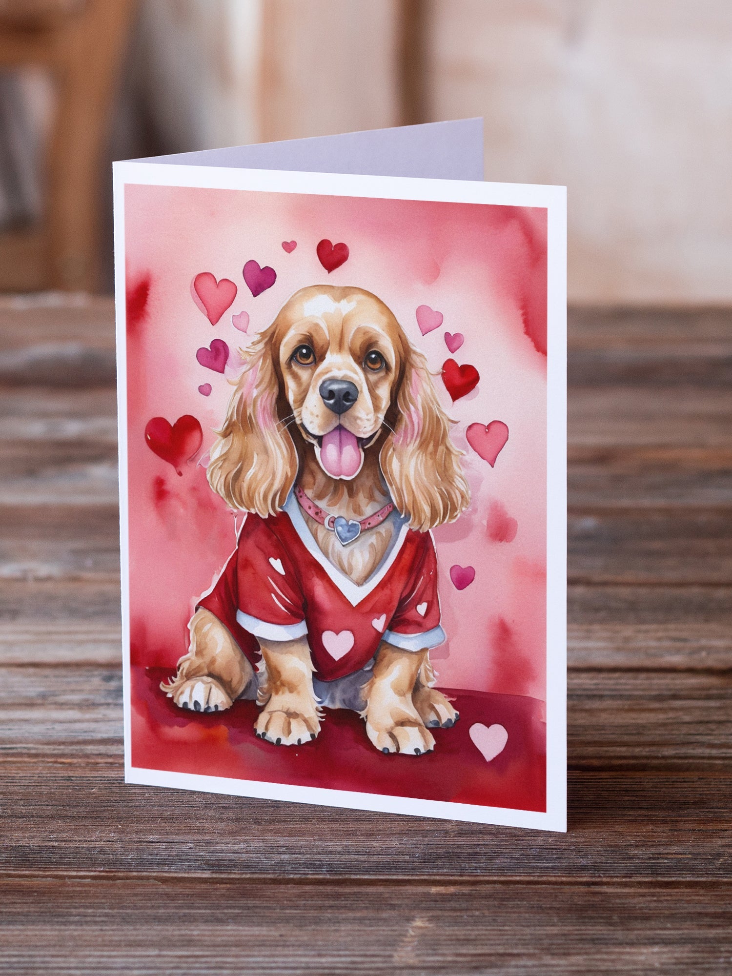 Cocker Spaniel My Valentine Greeting Cards Pack of 8 Blank Cards with Envelopes Whimsical A7 Size 5x7