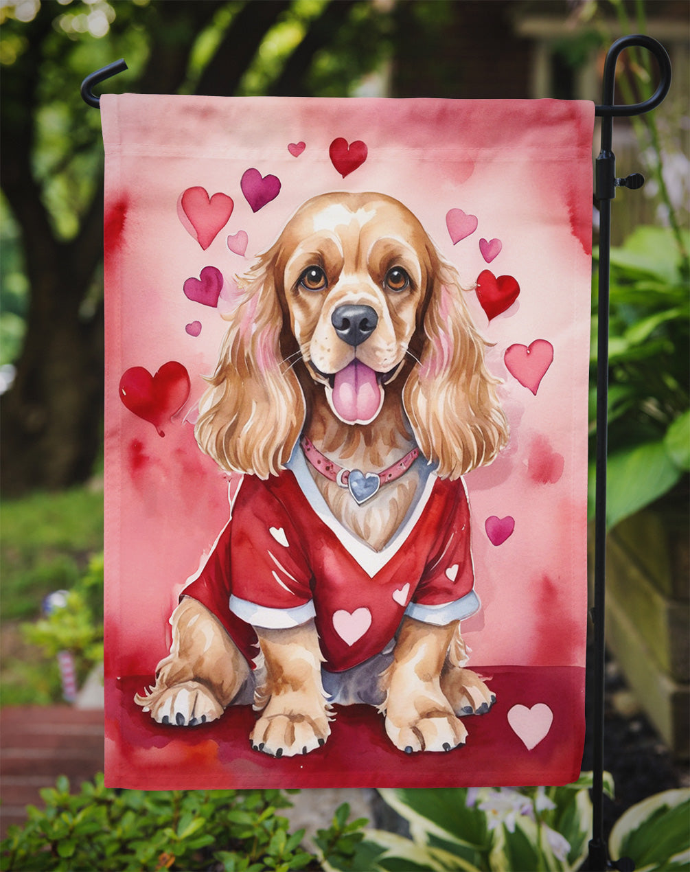Cocker Spaniel My Valentine Garden Flag Mailbox Decorative Yard Banner Outside Patio Artwork for Flower Beds, Garden Size, Multicolor