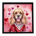Cocker Spaniel My Valentine Framed Metal Print Bathroom, Kitchen, Office, Home Decor Wall Art Ready to Hang, Square, 8X8