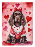Cocker Spaniel My Valentine House Flag 28x40 Porch Sleeve Pole Decorative Outside Yard Banner Artwork Wall Hanging, Polyester
