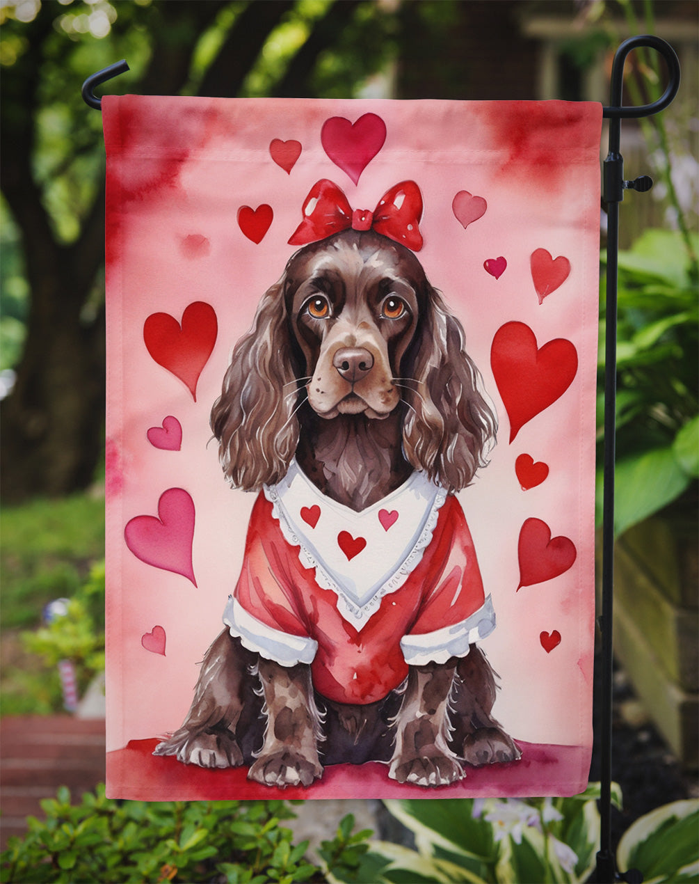 Cocker Spaniel My Valentine Garden Flag Mailbox Decorative Yard Banner Outside Patio Artwork for Flower Beds, Garden Size, Multicolor