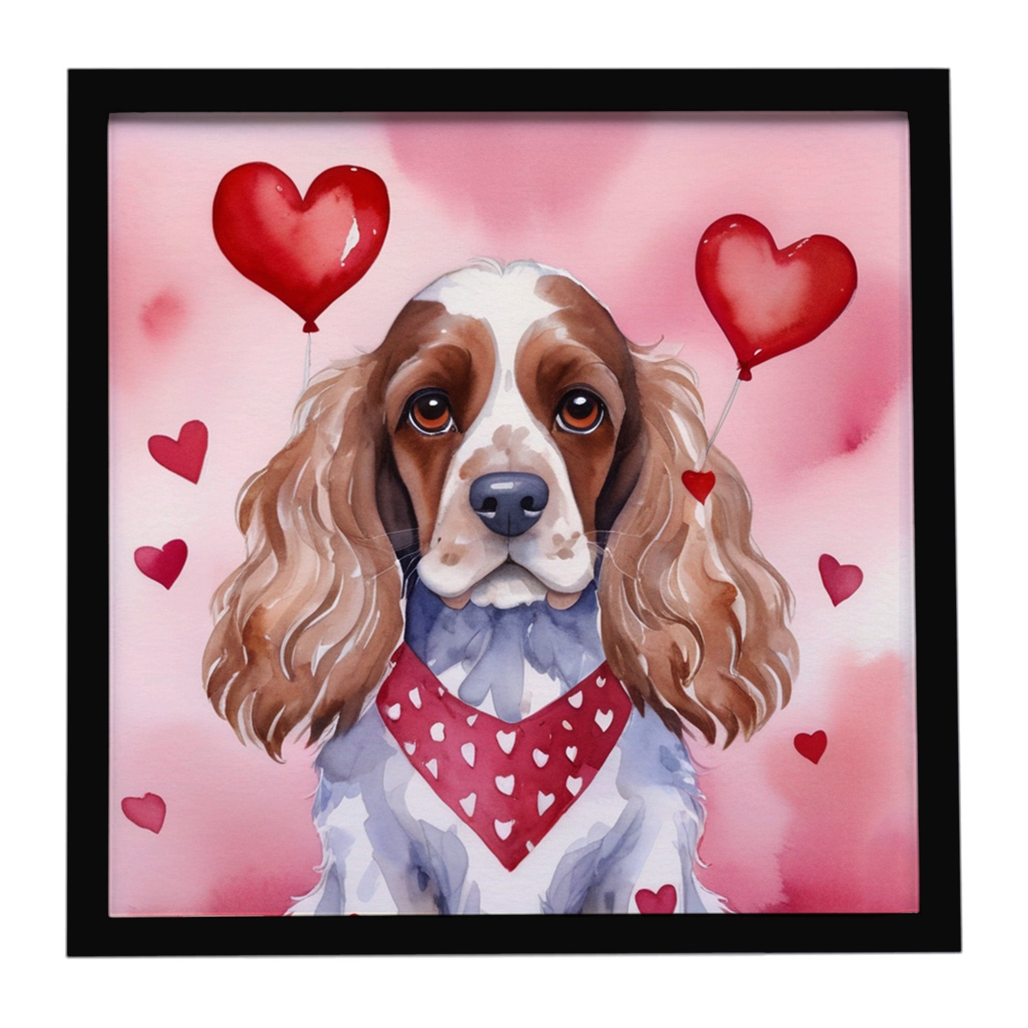 Cocker Spaniel My Valentine Framed Metal Print Bathroom, Kitchen, Office, Home Decor Wall Art Ready to Hang, Square, 8X8