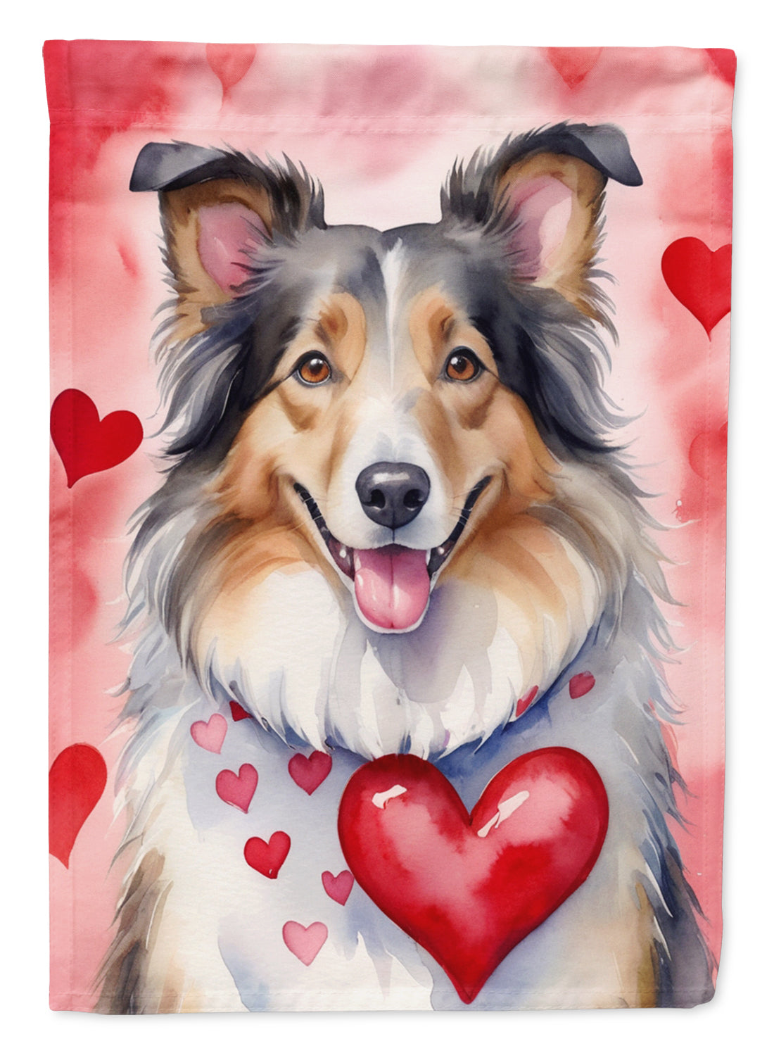 Collie My Valentine Garden Flag Mailbox Decorative Yard Banner Outside Patio Artwork for Flower Beds, Garden Size, Multicolor