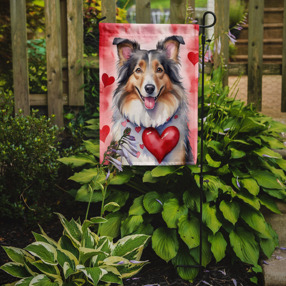 Collie My Valentine Garden Flag Mailbox Decorative Yard Banner Outside Patio Artwork for Flower Beds, Garden Size, Multicolor