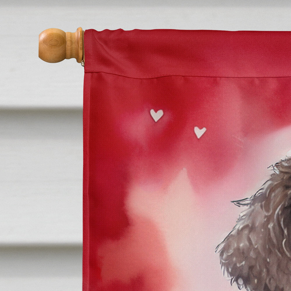 Curly-Coated Retriever My Valentine House Flag 28x40 Porch Sleeve Pole Decorative Outside Yard Banner Artwork Wall Hanging, Polyester