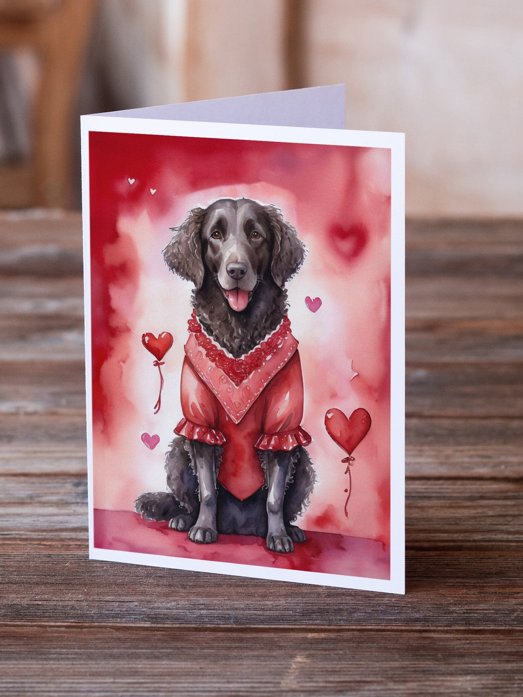 Curly-Coated Retriever My Valentine Greeting Cards Pack of 8 Blank Cards with Envelopes Whimsical A7 Size 5x7