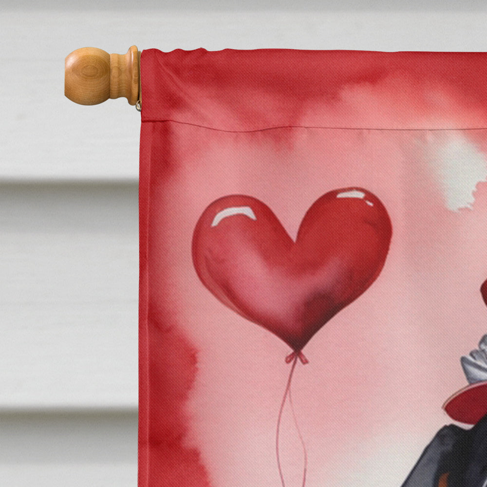 Dachshund My Valentine House Flag 28x40 Porch Sleeve Pole Decorative Outside Yard Banner Artwork Wall Hanging, Polyester