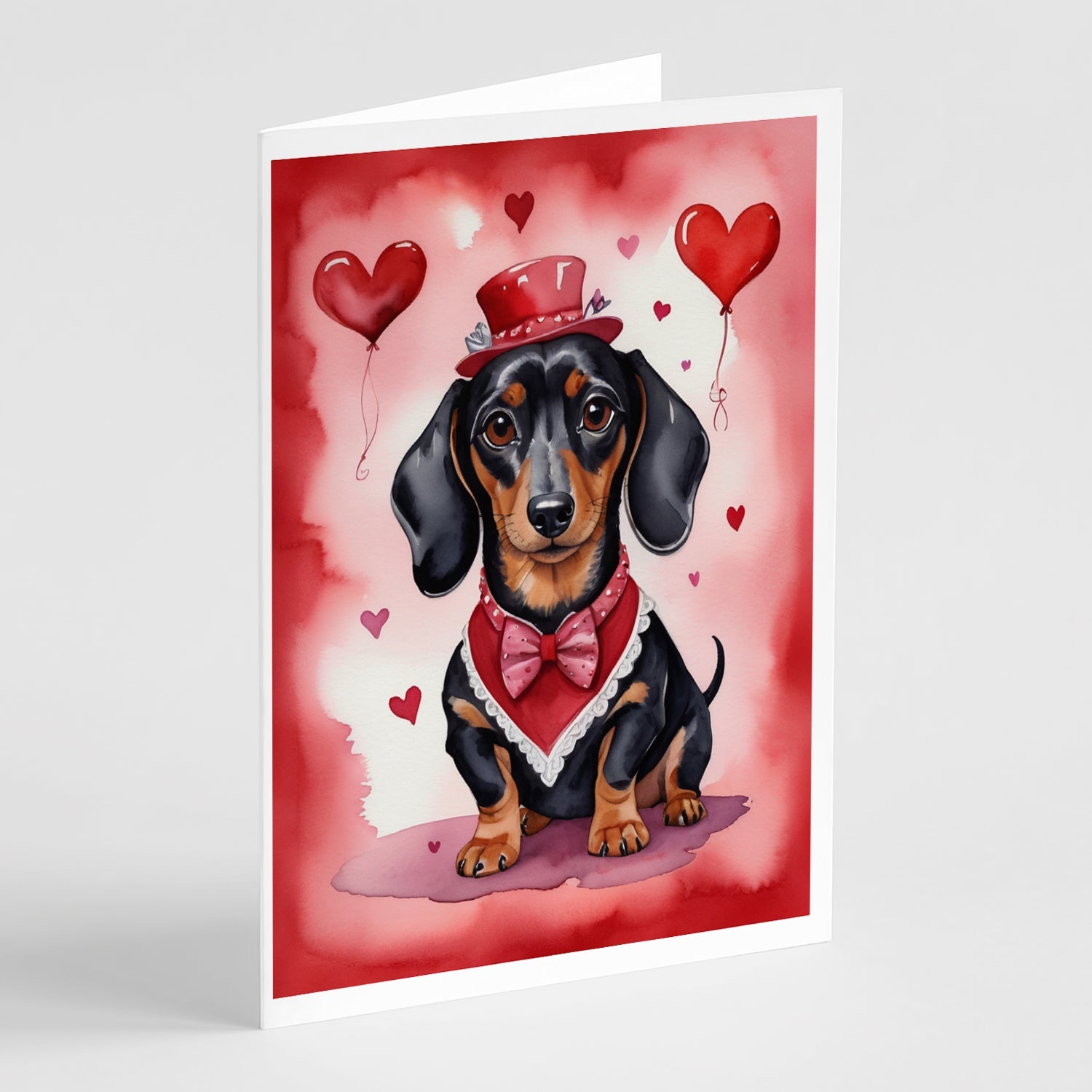 Dachshund My Valentine Greeting Cards Pack of 8 Blank Cards with Envelopes Whimsical A7 Size 5x7