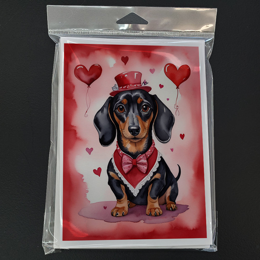Dachshund My Valentine Greeting Cards Pack of 8 Blank Cards with Envelopes Whimsical A7 Size 5x7
