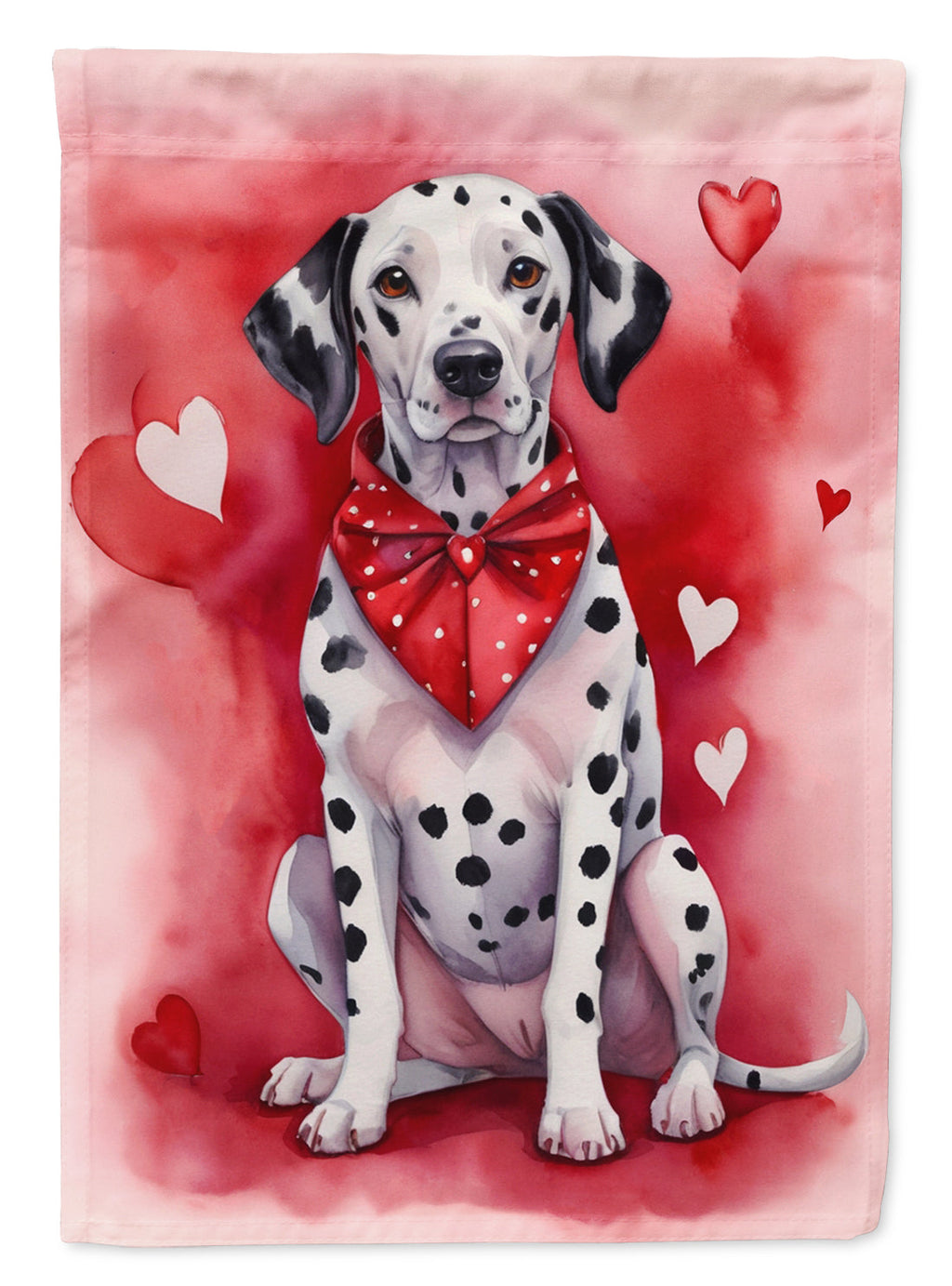 Dalmatian My Valentine House Flag 28x40 Porch Sleeve Pole Decorative Outside Yard Banner Artwork Wall Hanging, Polyester