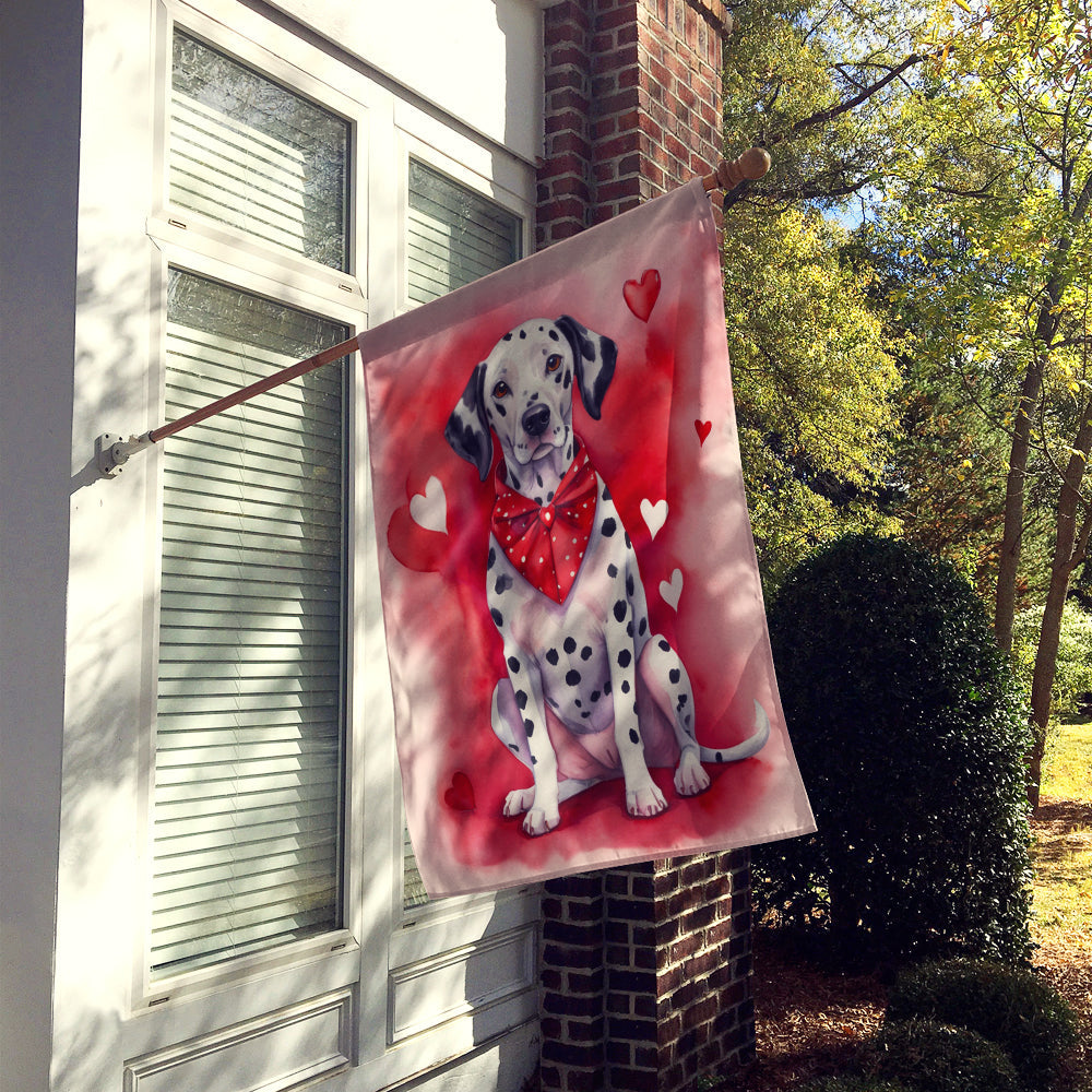 Dalmatian My Valentine House Flag 28x40 Porch Sleeve Pole Decorative Outside Yard Banner Artwork Wall Hanging, Polyester