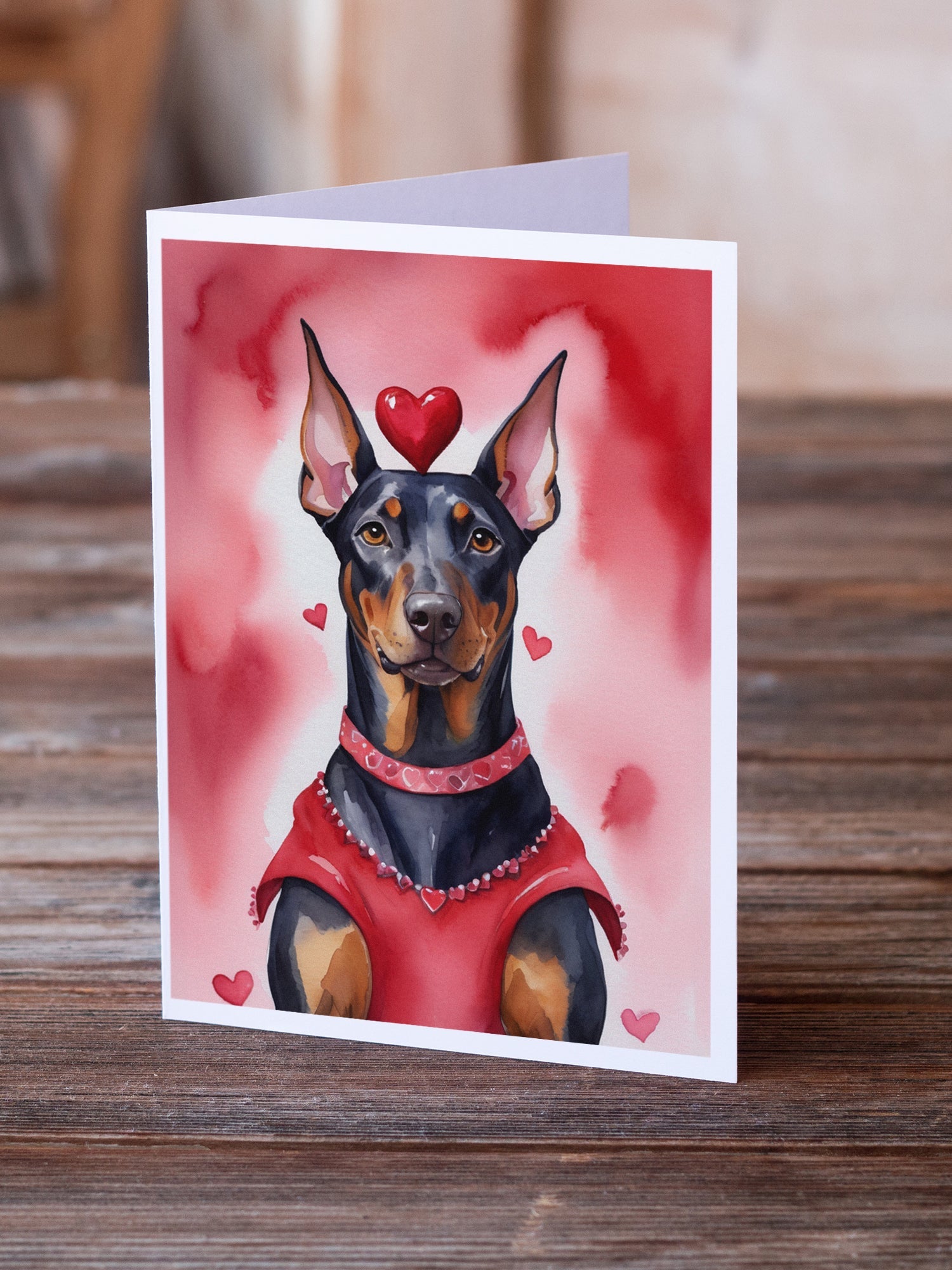 Doberman Pinscher My Valentine Greeting Cards Pack of 8 Blank Cards with Envelopes Whimsical A7 Size 5x7