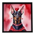 Doberman Pinscher My Valentine Framed Metal Print Bathroom, Kitchen, Office, Home Decor Wall Art Ready to Hang, Square, 8X8