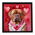 Dogue de Bordeaux My Valentine Framed Metal Print Bathroom, Kitchen, Office, Home Decor Wall Art Ready to Hang, Square, 8X8