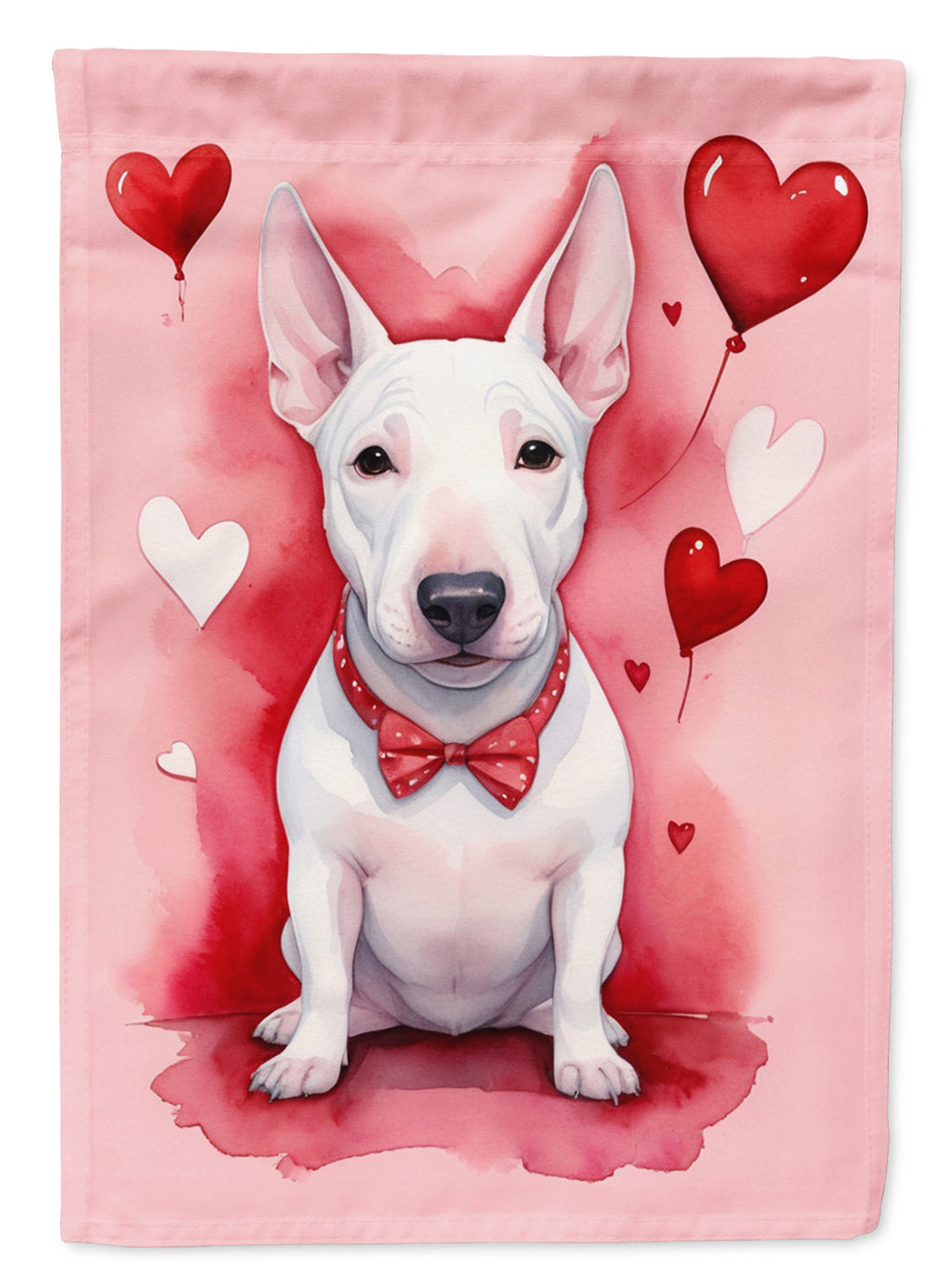English Bull Terrier My Valentine House Flag 28x40 Porch Sleeve Pole Decorative Outside Yard Banner Artwork Wall Hanging, Polyester